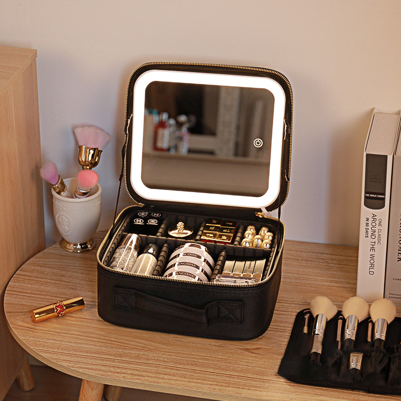LED Mirror Black Makeup Case