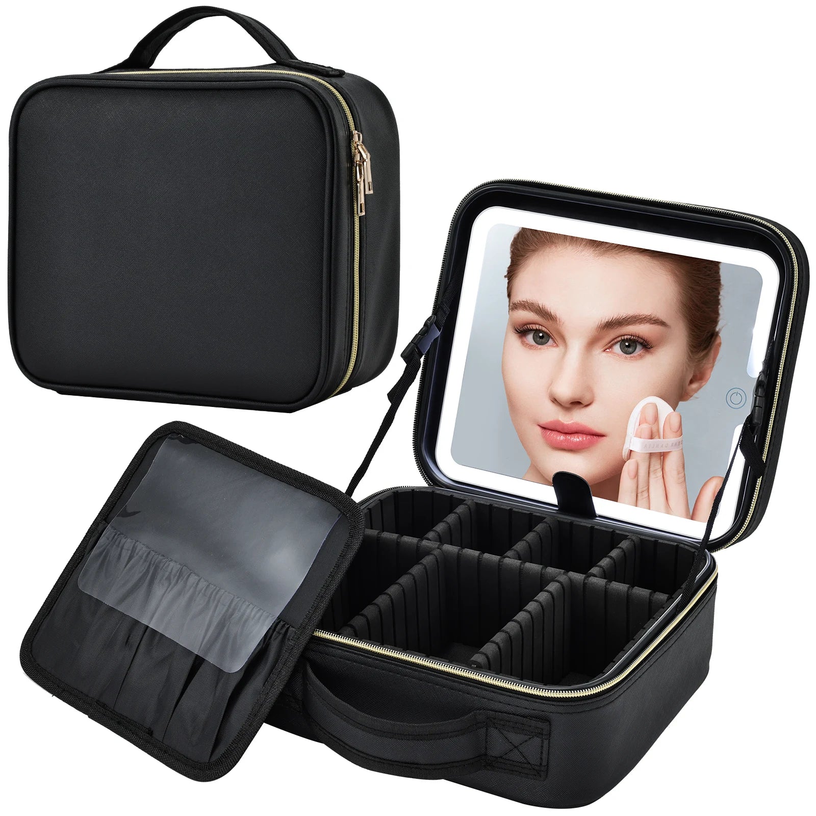 LED Mirror Black Makeup Case